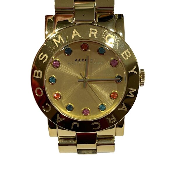 Marc By Marc Jacobs Watch Amy Multi-Color Gold Tone Crystals Round Dial Women's - Picture 3 of 9